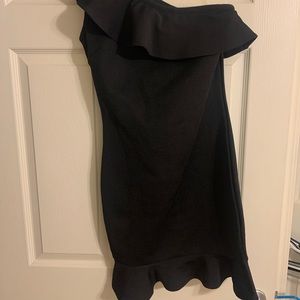 Black one shoulder mini dress
